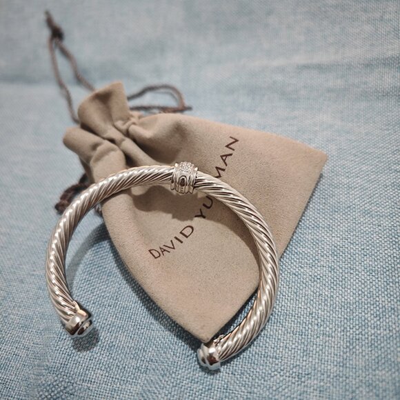 David Yurman Sterling Silver Pave Diamond Bracelet - Picture 1 of 5